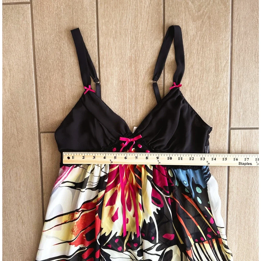 Linea Donatella Sheer Babydoll Maxi Slip Dress Small Coquette Romantic Butterfly